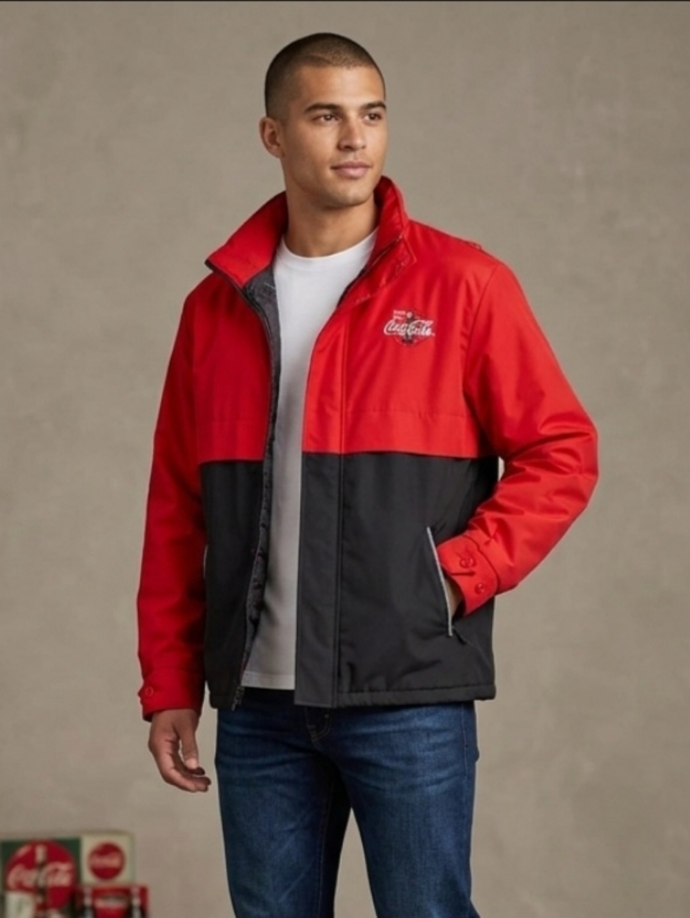 Vintage Riverside COCA COLA JACKET LARGE Red/Black-COKE Company-Made in USA 90
